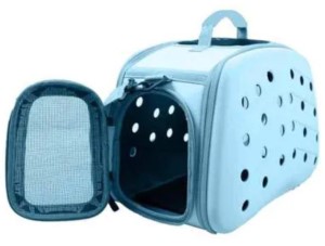 a blue cat carrier